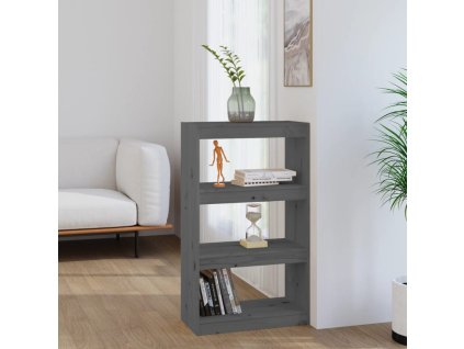 vidaXL Knižnica/deliaca stena sivá 60x30x103,5 cm masívna borovica
