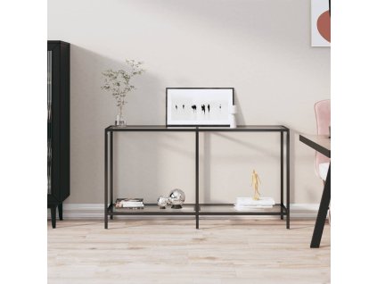 vidaXL Konzolový stolík priehľadný 140x35x75,5 cm tvrdené sklo