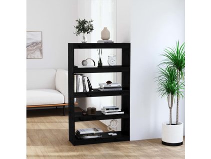 vidaXL Knižnica/deliaca stena čierna 80x30x135,5 cm masívna borovica