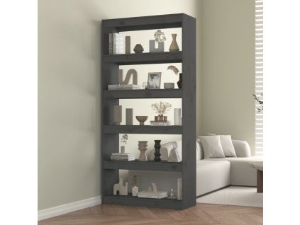 vidaXL Knižnica/deliaca stena sivá 80x30x167,4 cm masívna borovica