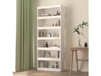 vidaXL Knižnica/deliaca stena biela 80x30x199,5 cm masívna borovica