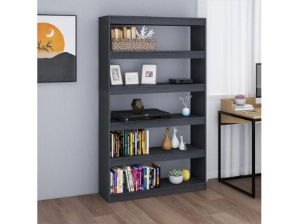 vidaXL Knižnica/deliaca stena sivá 100x30x167,5 cm masívna borovica