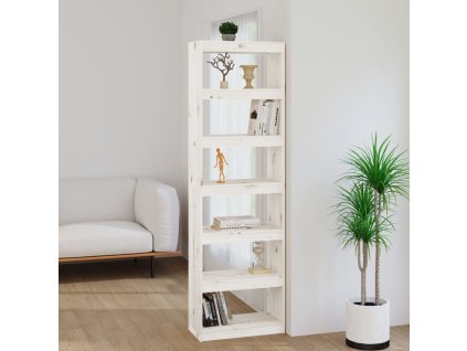 vidaXL Knižnica/deliaca stena biela 60x30x199,5 cm masívna borovica