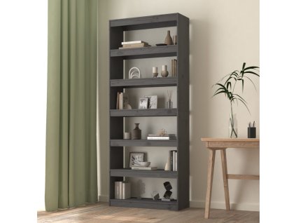 vidaXL Knižnica/deliaca stena sivá 80x30x199,5 cm masívna borovica