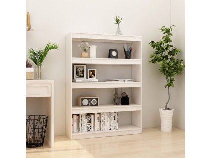 vidaXL Knižnica/deliaca stena biela 100x30x135,5 cm masívna borovica