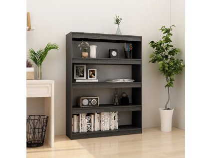 vidaXL Knižnica/deliaca stena sivá 100x30x135,5 cm masívna borovica