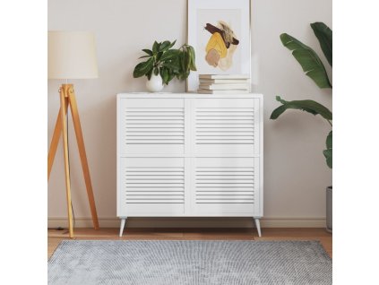 vidaXL Lamelové dvierka na skrinku 4 ks, biele 39,5x49,4 cm, borovica