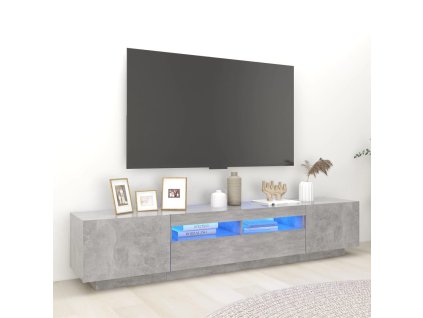 vidaXL TV skrinka s LED svetlami betónovo-sivá 200x35x40 cm