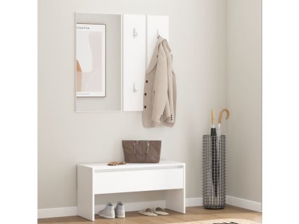 vidaXL Súprava nábytku do chodby biela spracované drevo