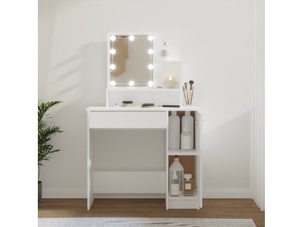 vidaXL Toaletný stolík s LED biely 86,5x35x136 cm