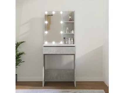 vidaXL Toaletný stolík s LED betónovo sivý 60x40x140 cm