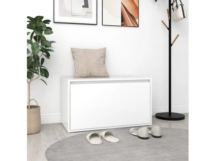 vidaXL Lavica do chodby 80x40x45 cm, biela, kompozitné drevo