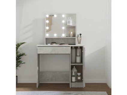 vidaXL Toaletný stolík s LED betónovo sivý 86,5x35x136 cm