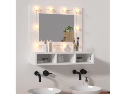vidaXL Zrkadlová skrinka s LED biela 60x31,5x62 cm