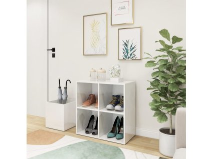 vidaXL Skrinka na topánky, lesklá biela 105x35,5x70cm kompozitné drevo