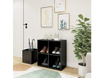 vidaXL Skrinka na topánky, lesklá sivá 105x35,5x70cm, kompozitné drevo