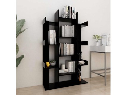 vidaXL Knižnica, čierna 86x25,5x140 cm, kompozitné drevo