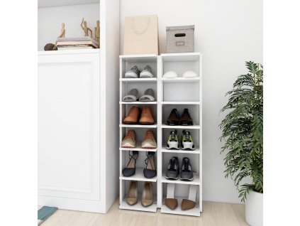vidaXL Skrinky na topánky 2 ks biele 27,5x27x102 cm spracované drevo