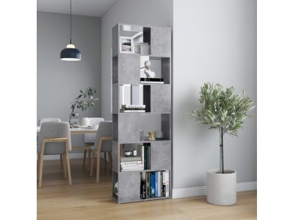 vidaXL Knižnica/deliaca stena betónovo sivá 60x24x186 cm drevotrieska