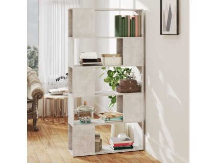 vidaXL Knižnica/deliaca stena betónová sivá 80x24x155 cm drevotrieska