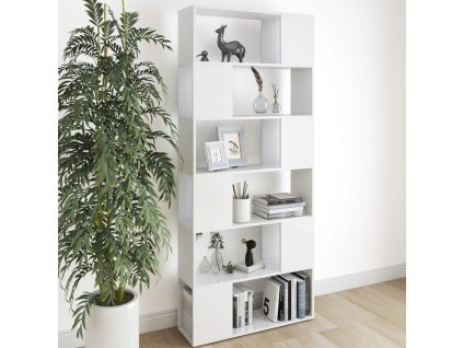 vidaXL Knižnica/deliaca stena, biela 80x24x186 cm, kompozitné drevo