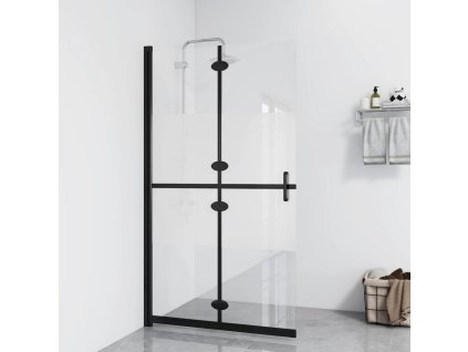 vidaXL Skladacia sprchová zástena polopriehľadné ESG sklo 90x190 cm