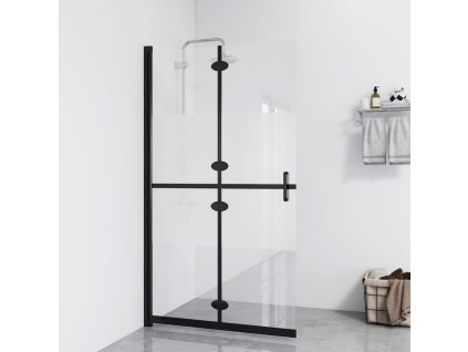 vidaXL Skladacia sprchová zástena polopriehľadné ESG sklo 100x190 cm