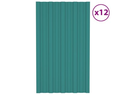 vidaXL Strešné panely 12 ks pozinkovaná oceľ zelené 80x45 cm