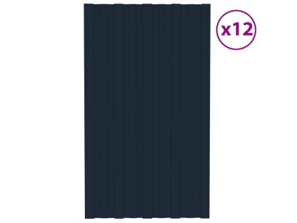 vidaXL Strešné panely 12 ks pozinkovaná oceľ antracitové 80x45 cm
