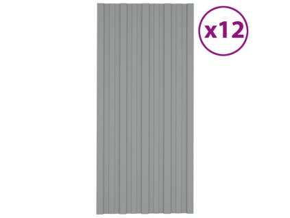 vidaXL Strešné panely 12 ks pozinkovaná oceľ sivé 100x45 cm