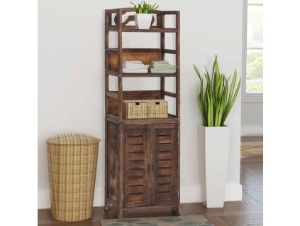 vidaXL Vitrína tmavohnedá 46x24x140cm masívne drevo paulownia