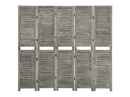 vidaXL 5-panelový paraván sivý 179x166 cm masívne drevo