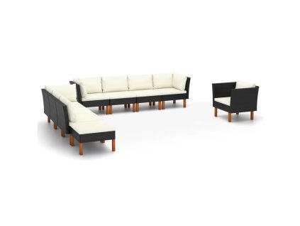 vidaXL 9-dielna záhradná súprava polyratan a eukalyptové drevo čierna