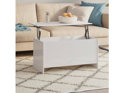 vidaXL Konferenčný stôl lesklý biely 102x55,5x52,5 cm spracované drevo