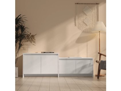 vidaXL TV skrinka, lesklá biela 146,5x35x50 cm, kompozitné drevo