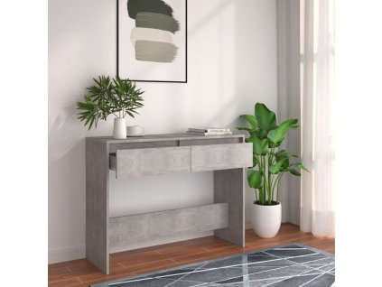 vidaXL Konzolový stolík, betónovo sivý 100x35x76,5cm, kompozitné drevo