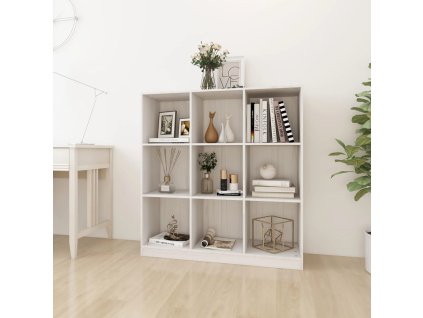 vidaXL Knižnica/deliaca stena biela 104x33,5x110 cm masívna borovica