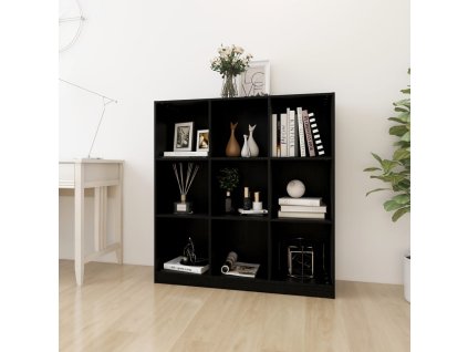 vidaXL Knižnica/deliaca stena čierna 104x33,5x110 cm masívna borovica