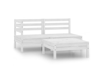 vidaXL 3-dielna záhradná sedacia súprava masívna borovica biela