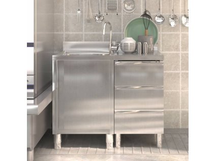 vidaXL Gastro kuchynské skrinky 2 ks nehrdzavejúca oceľ