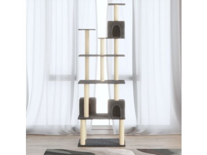 vidaXL Škrabadlo pre mačky so sisalovými stĺpikmi tmavosivé 188 cm