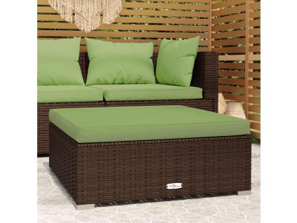 vidaXL Záhradná taburetka so sedákom hnedá 70x70x30 cm polyratan