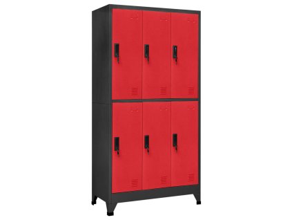 vidaXL Uzamykacia skriňa antracitová a červená 90x45x180 cm oceľová
