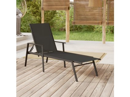 vidaXL Záhradné ležadlo oceľ a textilén čierne