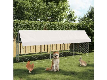 vidaXL Vonkajšia voliéra pre psy so strechou 400x100x150 cm