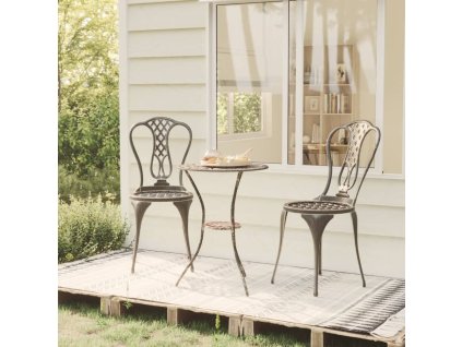 vidaXL 3-dielna bistro súprava liaty hliník bronzová