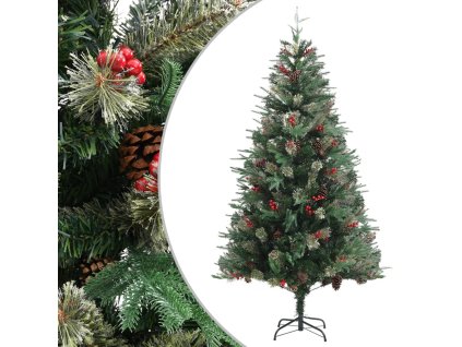 vidaXL Vianočný stromček s borovicovými šiškami zelený 195 cm PVC a PE