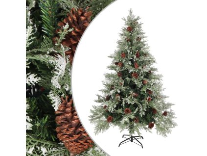vidaXL Vianočný stromček a borovicové šišky zelený 150 cm PVC a PE