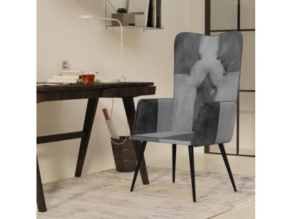 vidaXL Kreslo wingback sivé pravá koža