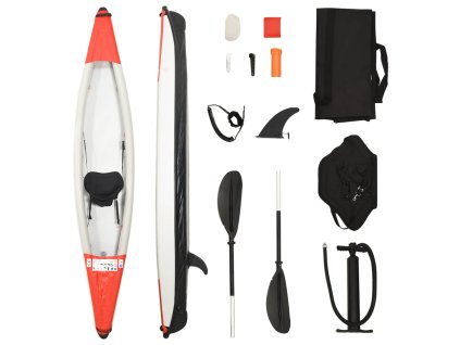 vidaXL Nafukovací kajak červený 375x72x31 cm polyester